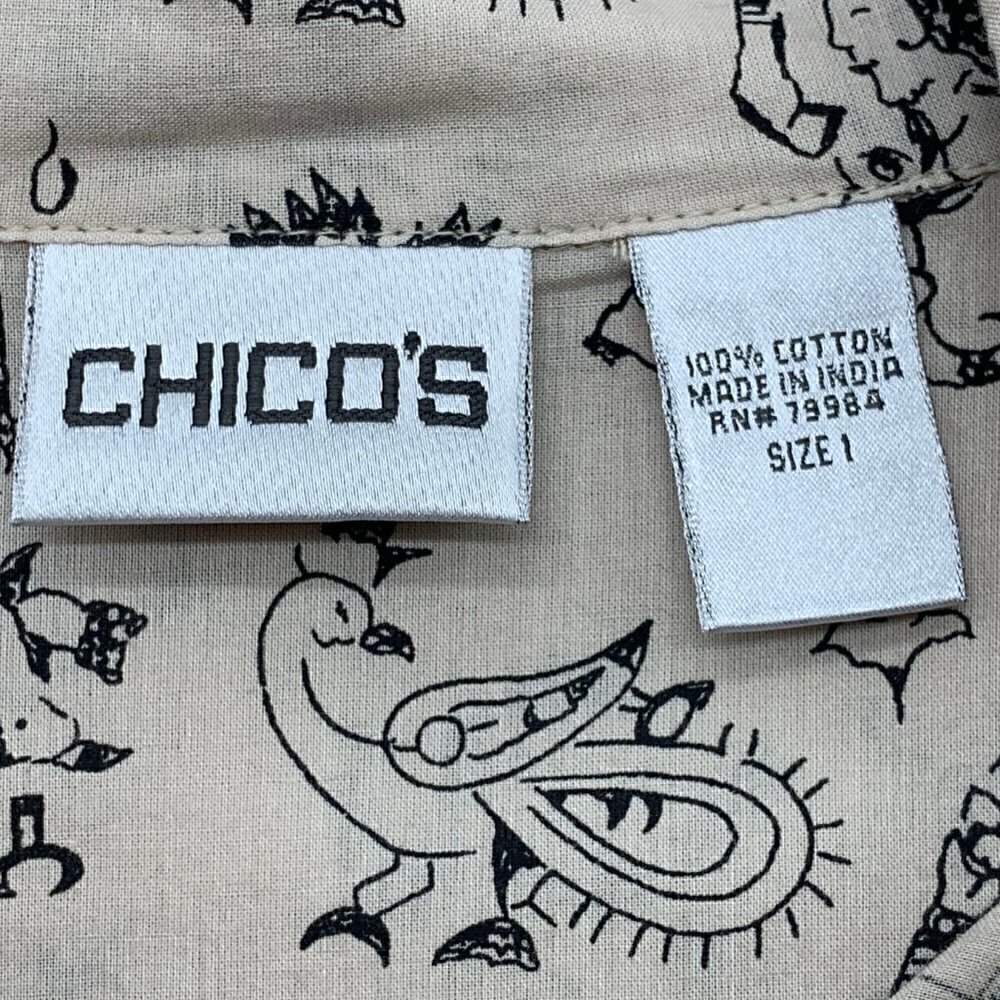 🎉Chico's Tan w/ Aztec People & Animals Blouse - Picture 4 of 5